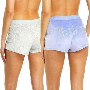 Juicy Couture Velvet Sleep Shorts Rhinestone Purple & Gray Large 2 Pack